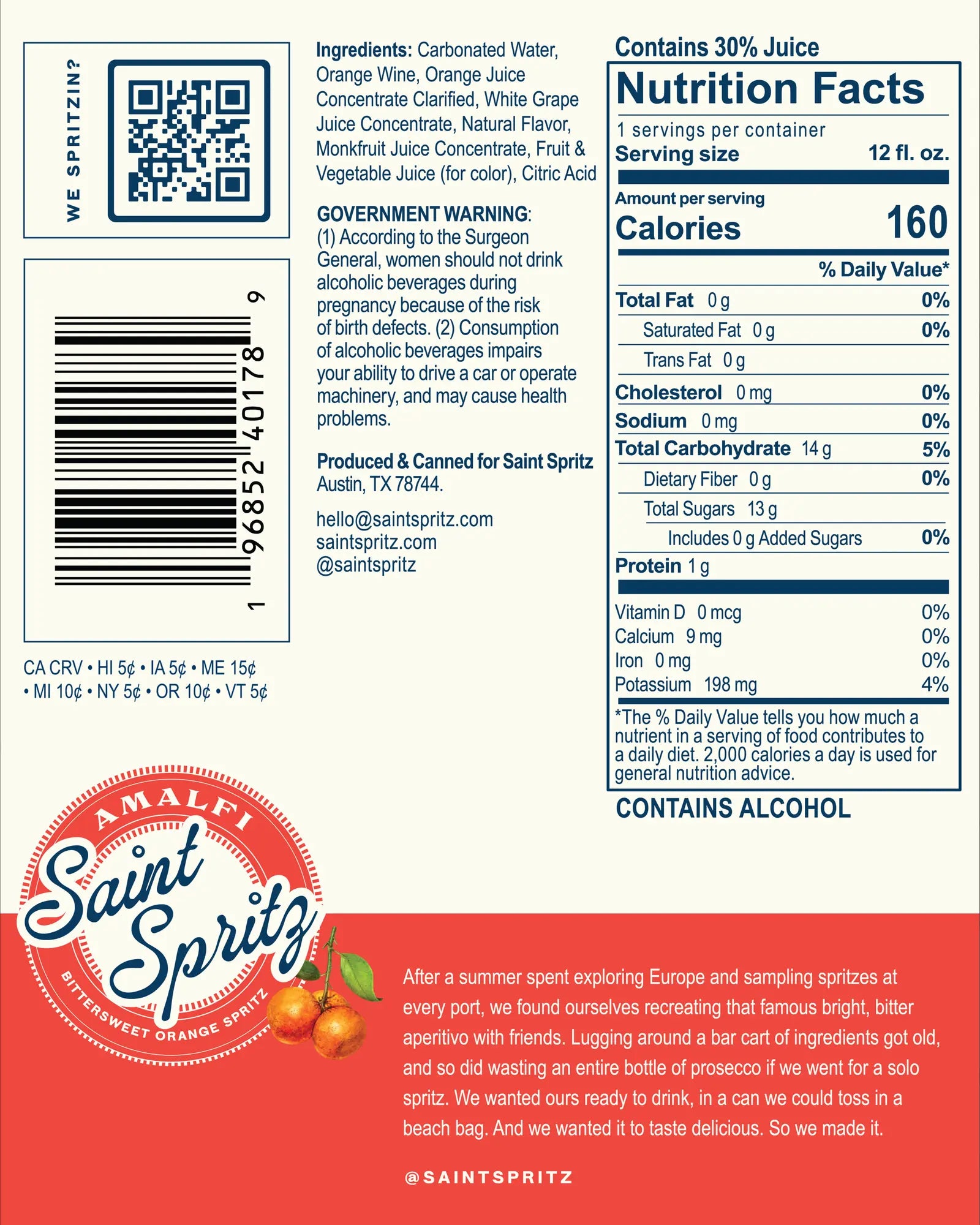 Amalfi nutrition information