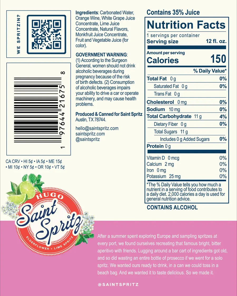 Hugo carton ingredients and nutrition information