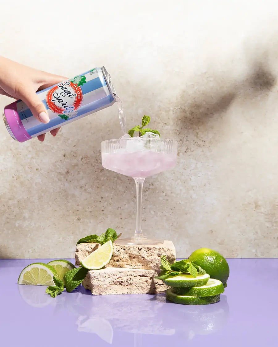 Pouring a Hugo spritz
