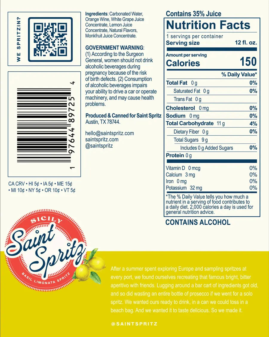 Sicily carton ingredients and nutrition information